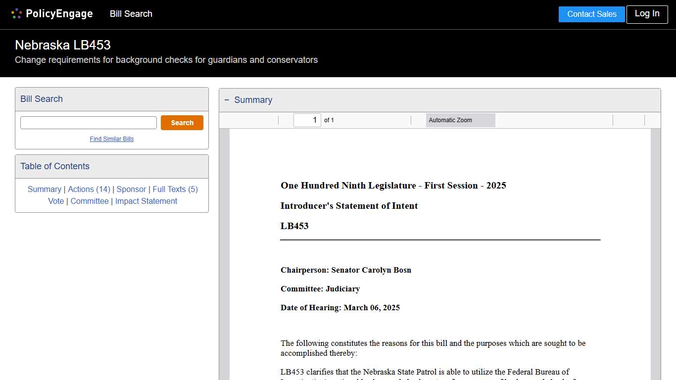 LB453 | Nebraska 2025-2026 | Change requirements for background checks for guardians and conservators - Legislative Tracking | PolicyEngage
